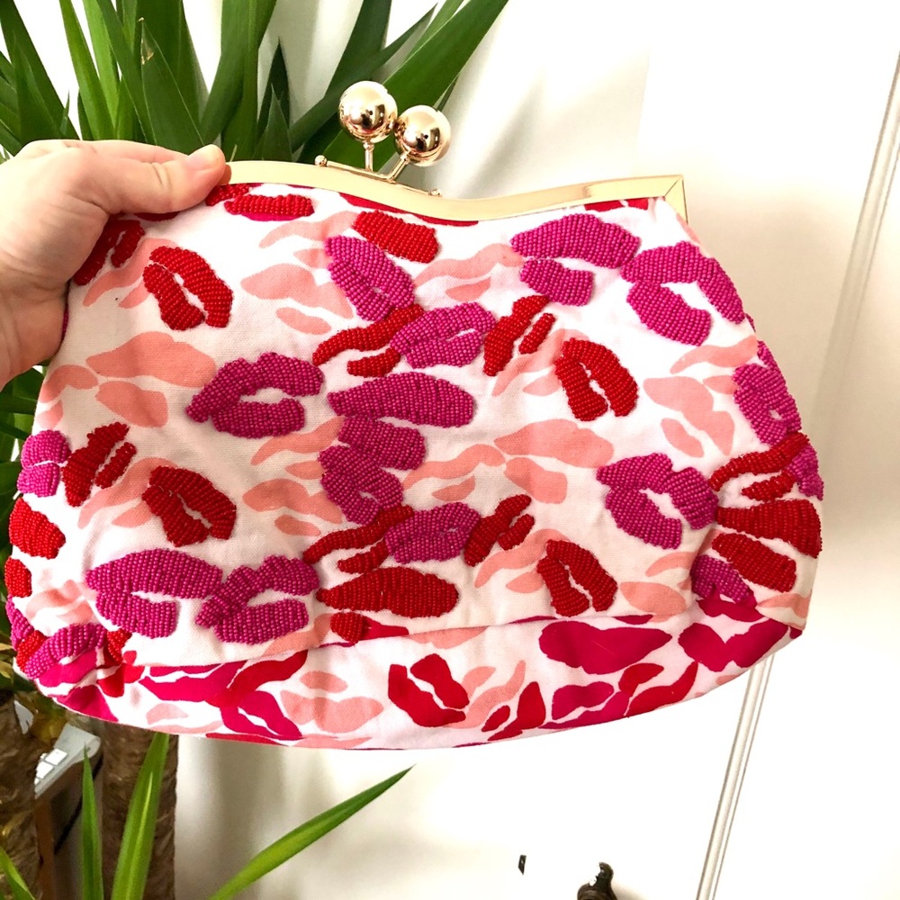 & Other Stories BIG Clutch Purse with beaded lips!